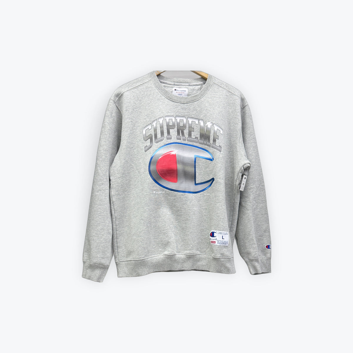 Supreme Champion Chrome Crewneck Grey New