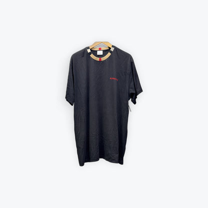 Burberry Check Collar Tee Black New