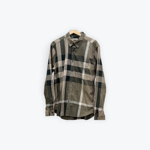 Burberry Button Up Long Sleeve Olive Preloved
